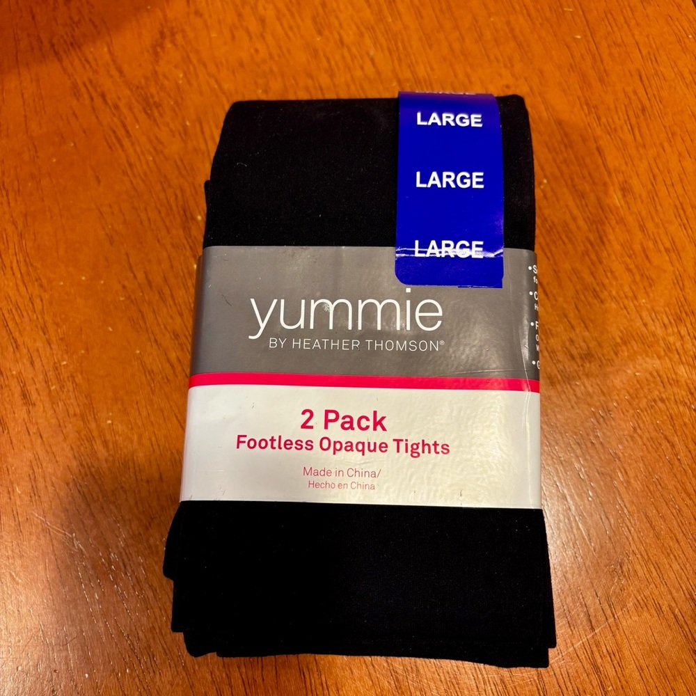 Yummie Black Footless Opaque Tights - 2 Pack